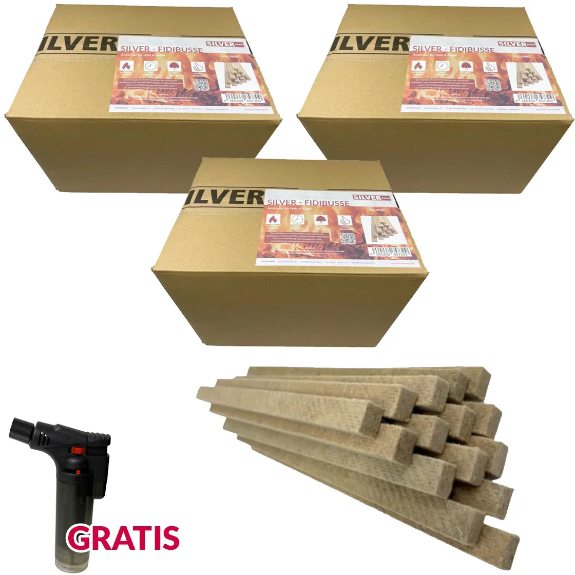 1200 SILVER FIDIBUSSE® Anzünder | Kaminanzünder | Ofenanzünder | Grillanzünder