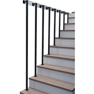 Handläufe für Innen treppen Haltegriff aus schwarzem Metall Industriegeländer für Rohrwandmontage Eisenbaluster, 150cm