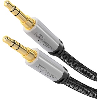KabelDirekt – Aux Kabel & Klinkenkabel 3,5mm, bruchfestes Metallgehäuse – 1,5m (Kopfhörerkabel, Audio Kabel, Klinke auf Klinke, für iPhone/Handy, iPad/Tablet, Kopfhörer, MP3-Player, Auto, Nylon)