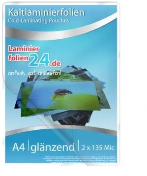 Kaltlaminierfolien A4, 2 x 135 Mic, glänzend (225 x 312 mm) - Minipack