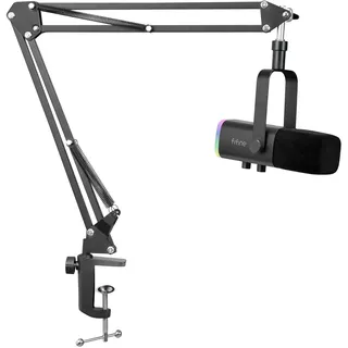 Fifine XLR Streaming Mikrofon mit Arm für Podcast Studio, USB Dynamisch Microphone Gaming PC mit Stummschalttaste, für PS4/5 Mac Mixer Soundkarten