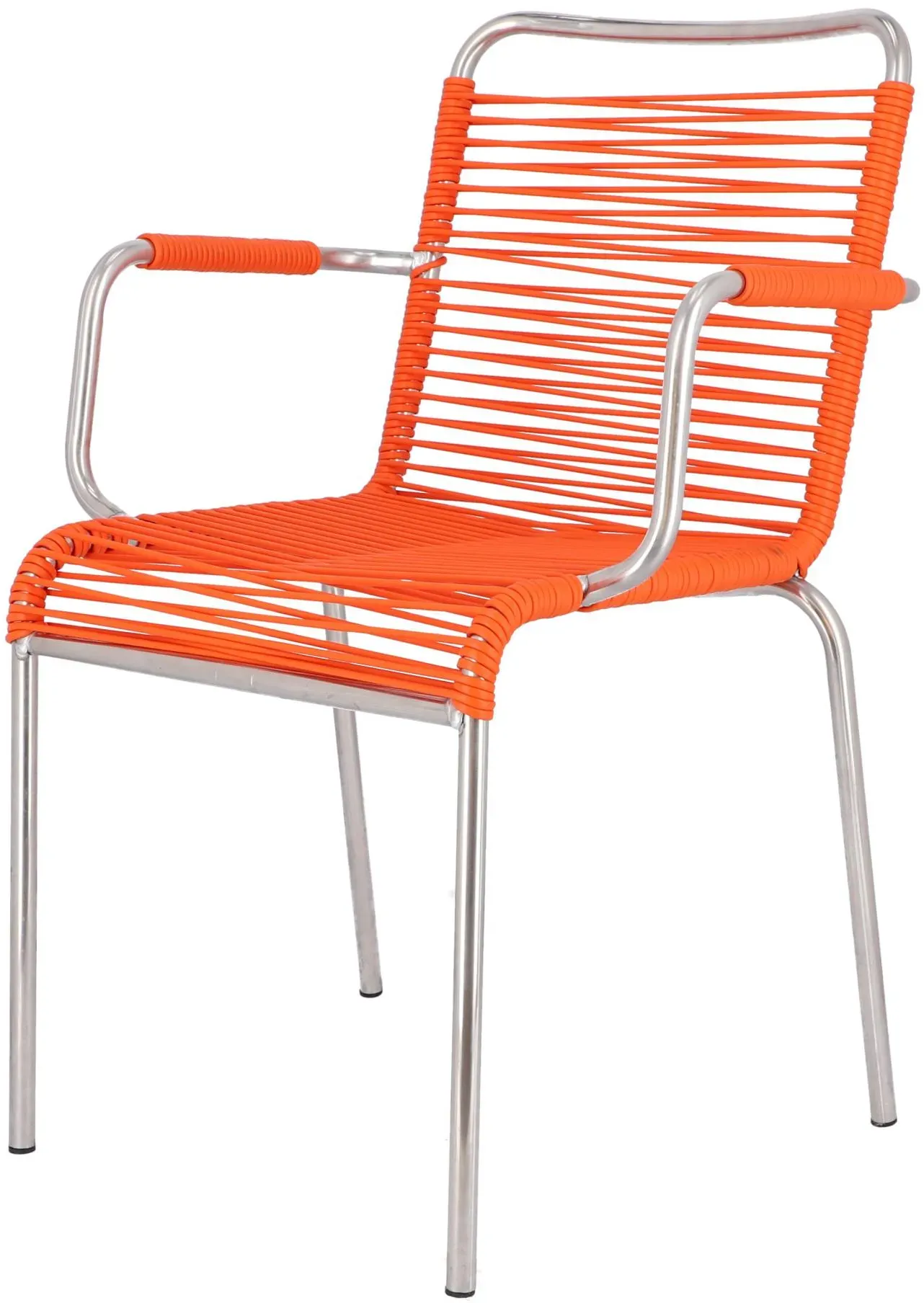 Stuhl Spaghetti aus Aluminium, Retro Chic Stapelsessel, orange, wetterfest und stapelbar