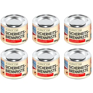EDEKA Brennpaste Dose 6 Stück für Warmhaltebehälter & Fondue 6x200g Dosen Sicherheitsbrennpaste aus Bio-Alkohol, Geruchsfrei, Rußfrei FOODSERVICE aus Deutschland