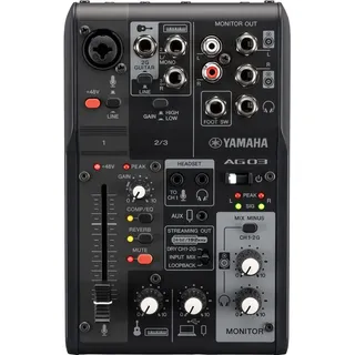 Yamaha AG03MK2 3-Kanal-Live-Streaming Mischpult mit USB-Audio-Interface – Für Windows, Mac, iOS und Android – In Schwarz