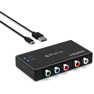 PORTTA 5 RCA YPbPr zu HDMI Video Konverter, Kompatibel mit HDTV, Monitor, Projector