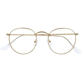 OPULIZE Sol - Lesebrille Blaulichtfilter Runder Metall Retro Rahmen Verbessern Den Schlaf Computer Gaming Entspiegel Gold Herren Damen B94-9 +3.00