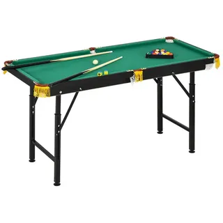 sportnow Billardtisch 4,6ft klappbar 140 x 63 x 55-75 cm Tischbillard mit Zubehör, Dreieck, 2 Queues, 16 Kugeln für Jugend, Erwachsene, Stahl, Grün