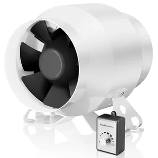 Hon&Guan HI-PE Rohrventilator 100mm Super Luftmenge 360m3/h Energieeinsparung EC-Motor Geräuscharm Rohrlüfter Lüftungsgebläse für Growzelt Gewächshaus Garage Küche Belüftung