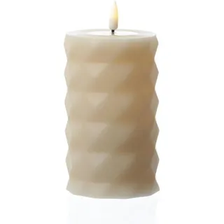 283 LED Kerze Mia mit Rautenmuster Echtwachs H: 12,5cm D: 7,5m creme