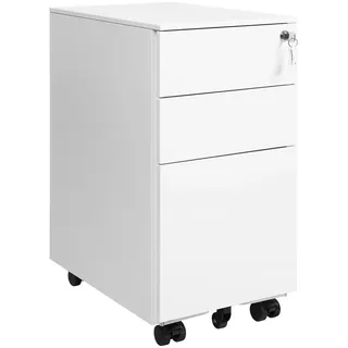 Songmics Rollcontainer, weiß Metall, 45x60x30 cm, Arbeitszimmer, Container