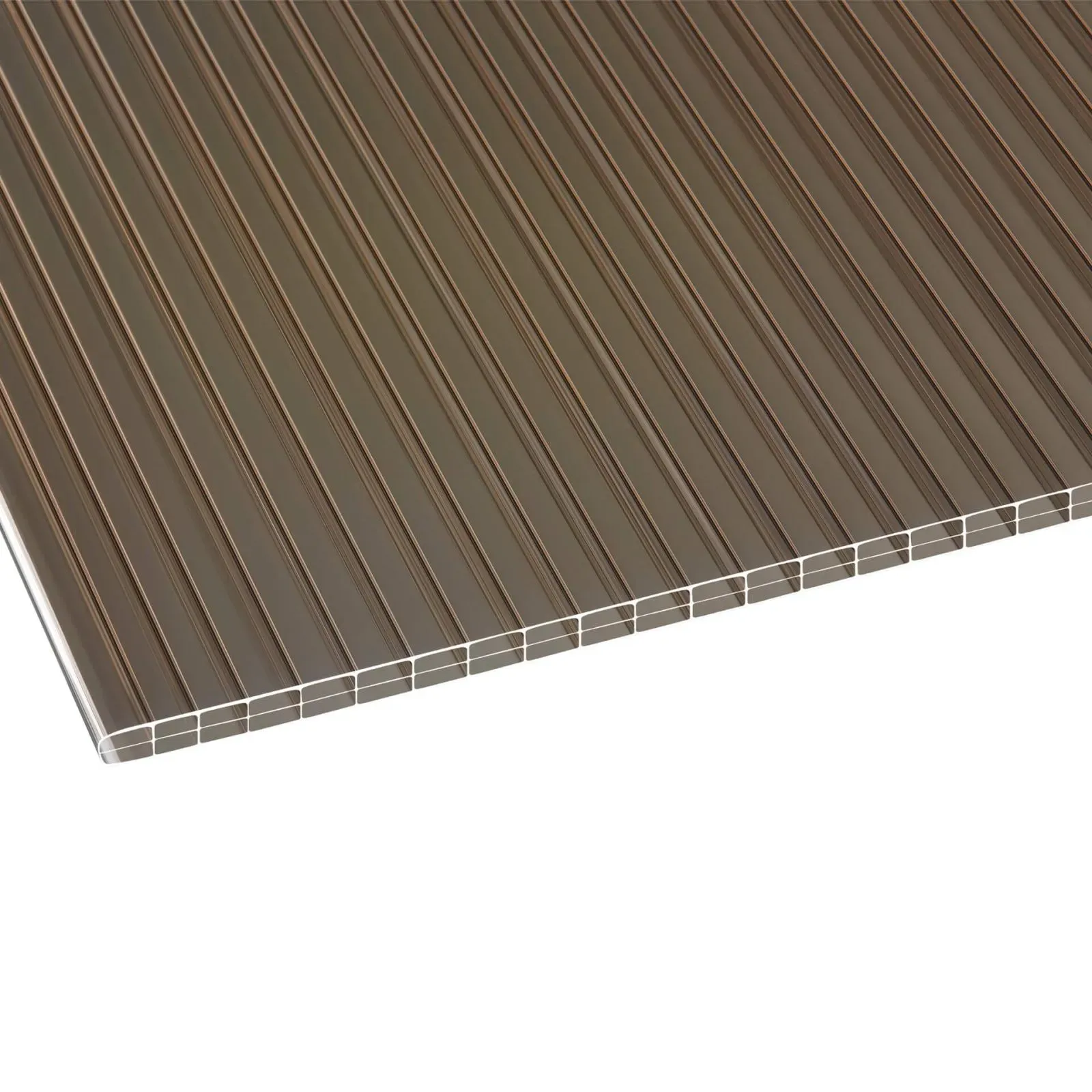 Polycarbonat Stegplatte | 16 mm | Breite 98 cm | Bronze | 2-Seiten UV-Schutz | 3,00 m