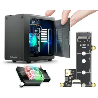 ElectroCookie Mini-PC-Gehäuse für Raspberry Pi 5 mit M.2 NVMe SSD PCIe HAT und aktivem RGB-Beleuchtungskühler (schwarzes Gehäuse + M.2-HAT[X1001])