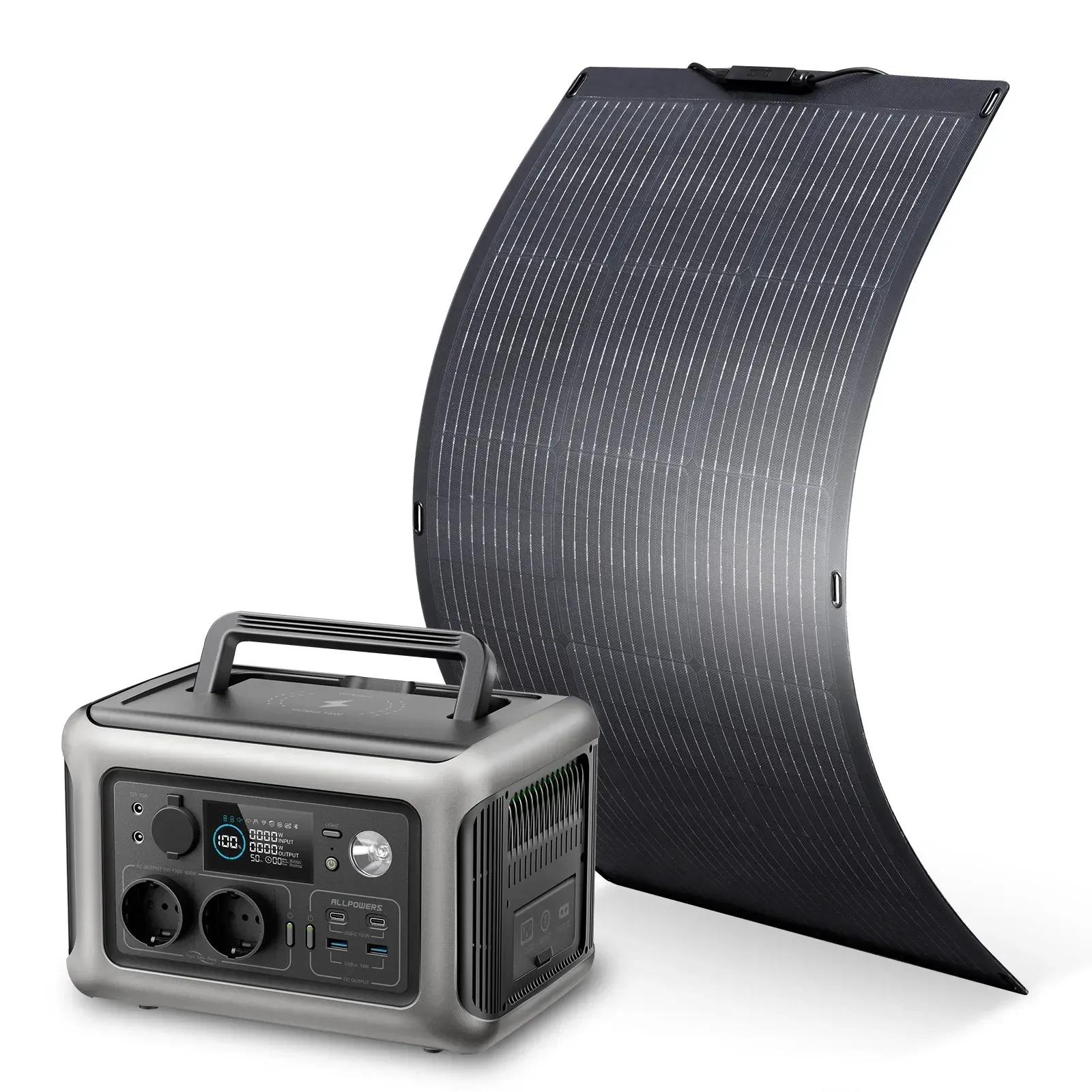 All powers R600 Powers tation mit Solar panel 600W, Lifepo4 Batterie 299wh Camping Generator W Netzteil für Home Backup RV