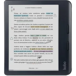 Rakuten Kobo Libra Colour, 17,8 cm (7"), E-Tinte Kaleido, 1264 x 1680 Pixel, EPUB, RTF, EPUB3, MOBI, CBR, PDF, TXT, CBZ, FlePub, HTML, PNG, BMP, TI...