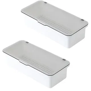 Cpolebev Bestecktablett mit Deckel, Utensilienaufbewahrung mit Deckel, Besteckkasten Aus Kunststoff, Besteckschubladen-Organizer, Utensilien-AufbewahrungsbehäLterD