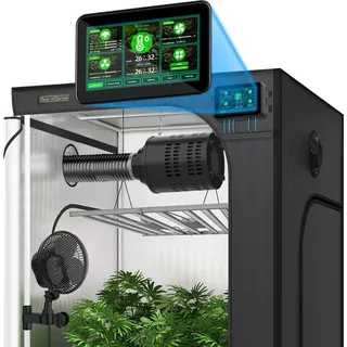 Oma ́s Garten Grow Tent 80x80x180 cm im KOMPLETT-SET, SAMSUNG LED LEUCHTEN, 2in1 CARBON FILTER mit LÜFTER, SMART-CONTROLLER zum SMARTEN GROW - Schwarz