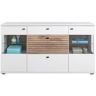 Sideboard Kommode Schubladenschrank Nox Eiche Dekor Weiß matt, B 160 cm