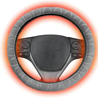 Beheizbare Lenkradheizung – Lenkradbezug Fell Mit Heizung, UniversalgrößE 37–38 cm, Beheizte Lenkradabdeckung Mit HandwäRmer 12 V FüR Den Winter