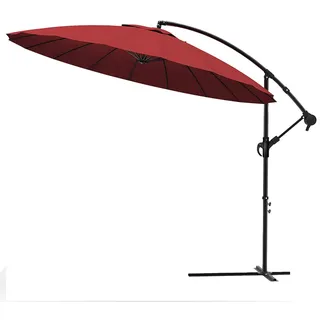 VOUNOT Ampelschirm 300 cm Shanghai Sonnenschirm mit Kurbelvorrichtung, Kurbelschirm mit Schutzhülle, Sonnenschutz UV-Schutz, Gartenschirm Marktschirm, Rot
