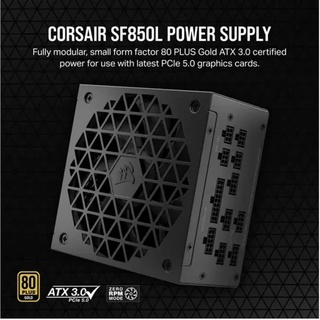 Corsair SF850L SFX-Netzteil, voll modular und geräuscharm, kompatibel mit ATX 3.0 und PCIe 5.0, leiser 120-mm-PWM-Lüfter, Effizienz 80 Plus, Gold, Null-Modus RPM Cond