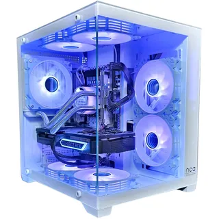 Gaming PC White | GeForce RTX 3050 | Intel XEON 10 Kerner | RGB Lüfter mit Fernbedienung | Wasserkühlung | SSD | Windows 11 | WLAN (128GB RAM 2TB SSD)