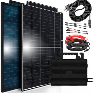 SUNNIVA® 2288W Balkonkraftwerk 800W komplett Steckdose - Astro-Energy 800W Micro Wechselrichter - Bifaziale PV Solaranlage Komplettset, 4x440W Solarmodule, inkl.5m Kabel, Y-Verteiler, Bluetooth, WIFI