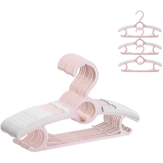ManGotree Baby Kleiderbügel für Kinderzimmer Kleiderschrank, 28cm-36.8cm Einstellbare Anti-Rutsch-Kinder Kleiderbügel, Platzsparende stapelbare Kunststoffbügel für Baby Kleinkinder (10 Pack, Rosa)