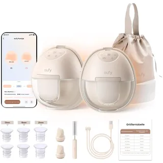 eufy Security Tragbare Milchpumpe S1, Freihändige Elektrische Milchpumpe mit Wärmefunktion, Mobile Ladetasche, App-Gesteuerter Smart-Rhythmus, Krankenhausqualität Saugkraft, Superleise
