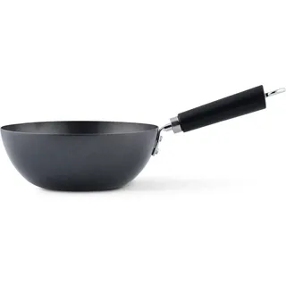 Ken Hom kleiner Antihaft Mini Wok Induktion 20 cm Wokpfanne aus Karbonstahl mit Phenolharz-Griff