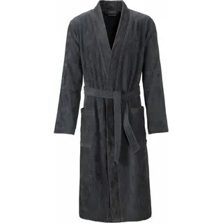 Egeria Herrenbademantel Adam, ideal für Sauna & Spa, Hotelbademantel, Morgenmantel, Langform, Velours, Kimono-Kragen, Gürtel, Velours, Kimonoform grau S | 120 cm