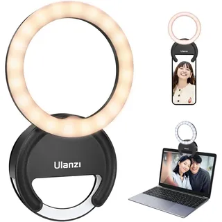 Ulanzi Ringlicht Handy ULANZI 4" Selfie Licht Handy, 3 Farbtemperaturen 3000K-7000K, Ringleuchte 5 Helligkeitsstufen, Videoleuchte Laptop für Selfie Videokonferenz Streaming Make-up Vlog YouTube TikTok