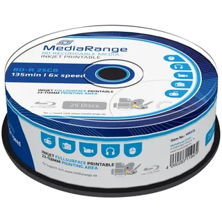 MediaRange BD-R 25GB, 6x 25er Spindel, printable (MR515)