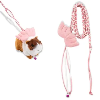 DEFGNOP Meerschweinchen Leine, Kaninchen ZubehöR, Haustier Ratte Maus Hamster Harness Verstellbar Outdoor Leine FüR Walking Training (Rosa)