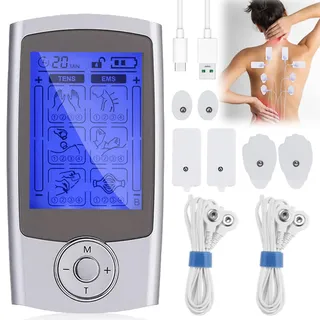 GBKDQQ TENS Gerät, Wiederaufladbare Reizstromgerät Gegen Schmerzen mit 24 Trainigsprogramme und 2 Kanäle Gerät Schmerztherapie EMS Gerät zur Muskelentspannung Schmerzlinderung
