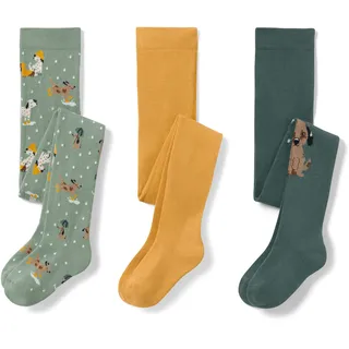 Tchibo - 3 Kinder-Strumpfhosen - Herren - Gr. 86/92 - dunkelgrün/jacquard