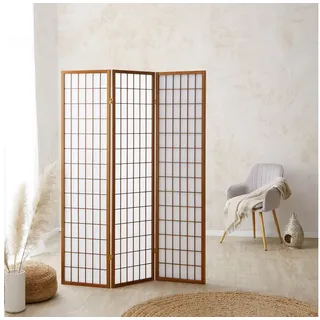 Homestyle4u Paravent Raumteiler 3 4 5 6 teilig Trennwand Shoji Faltbar Braun - 3 teilig 132 cm x 175 cm