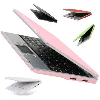 Bigmachine 7 Zoll tragbarer Mini-Computer Laptop PC Netbook für Kinder Android 12 Quad Core 32 GB WiFi Eingebaute Kamera Netflix YouTube Flash Player (Rosa)