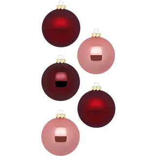 Inge Glas Weihnachtskugeln | Schöne Christbaumkugeln aus Glas | 20 Kugeln in Karton-Box | Christbaumschmuck Weihnachtsbaumschmuck Weihnachtsbaumkugeln (Vintage Rose | Bordeaux Altrosa)