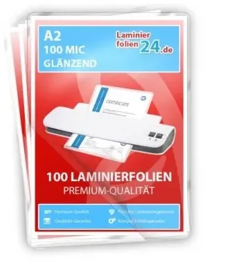Laminierfolien A2, 2 x 100 Mic, glänzend