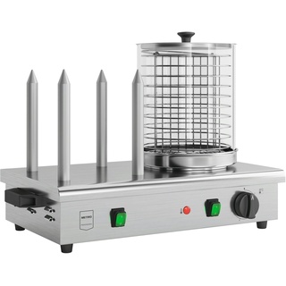 METRO Professional Hot-Dog-Maker mit Brot-Heizstäben GHM2001, Edelstahl / Glas, 54 x 30 x 39 cm, 550 W, lebensmittelecht, mit Tragegriff, silber