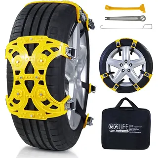 CCLIFE Schneeketten 6 Stück Universal Reifenketten für Reifenbreite 175-275 mm für PKW LKW SUV