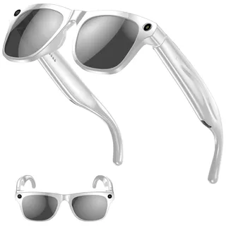 findtime AI Smart Glasses Herren Damen Smart Brille mit Kamera Mikrofon Musikwiedergabe Übersetzung Sprachassistent Konferenzprotokolle Intelligente Brille Bluetooth Sonnenbrille