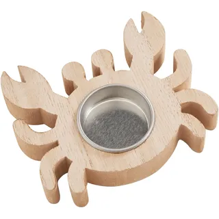 VBS Teelichthalter Krabbe Sommer Deko aus MDF-Holz furniert 9x2x11 cm für maritime Atmosphäre
