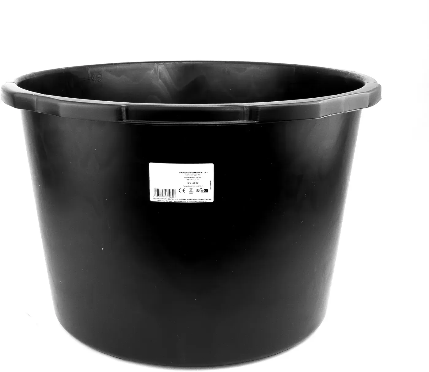 Mörtelkübel 45L Mörtelwanne Baueimer Mörtelkasten pflanzkübel Mörteleimer Kübel für Mörtel Beton Kleber widerstandsfähig aus PP/PE-Regranulat Zementkübel rund schwarz DV-5640