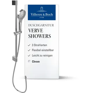 Villeroy & Boch Verve Showers Duschgarnitur mit Stange 3 Strahlarten Chrom TVS10900700061