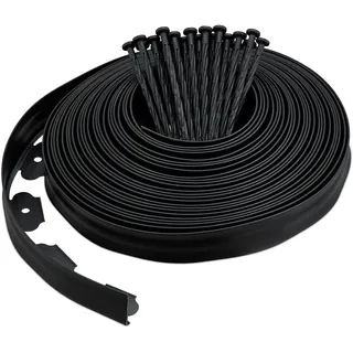 Relaxdays Rasenkante 20 m, H: 5 cm, 60 Erdanker, Beeteinfassung & Wegumrandung, Flexibles Rasenband, Kunststoff, schwarz