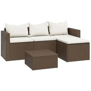 vidaXL Polyrattan Lounge-Set 3-tlg braun