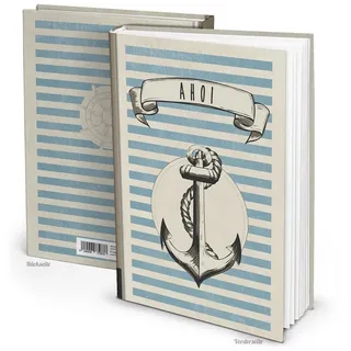 Logbuch-Verlag Notizbuch Anker Tagebuch Geschenk Segeln maritim blau weiß DIN A4 leeres Blanko Buch Ahoi