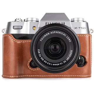 MUZIRI KINOKOO Kameratasche für Fuji XT50/X-T50 PU Leder Tasche kompatibel für Fuji X-T50 Kamera mit Öffnungsboden und Handgriff-Design - Braun