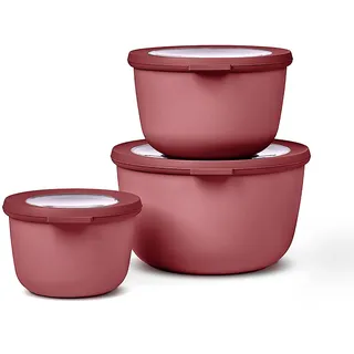 Mepal Multischale Cirqula Round 3-teiliges Set - Mikrowellen Geschir - Geignet als Aufbewahrungsbox, Kuhlschrank, Gefrierschrank & Mikrowellengeschirr - 500 ml, 1000 ml & 2000 ml - Vivid mauve